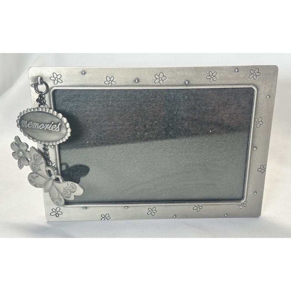 Fetco Pewter 4x6 Frame Hanging Charms Memories Butterfly